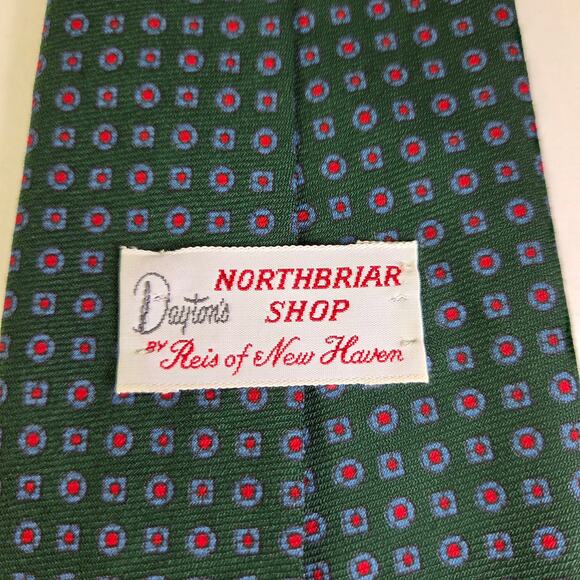Vintage Reis Green Repp Stripe Tie for Dayton’s Northbriar Shop 4"x56.5" - Picture 5 of 10